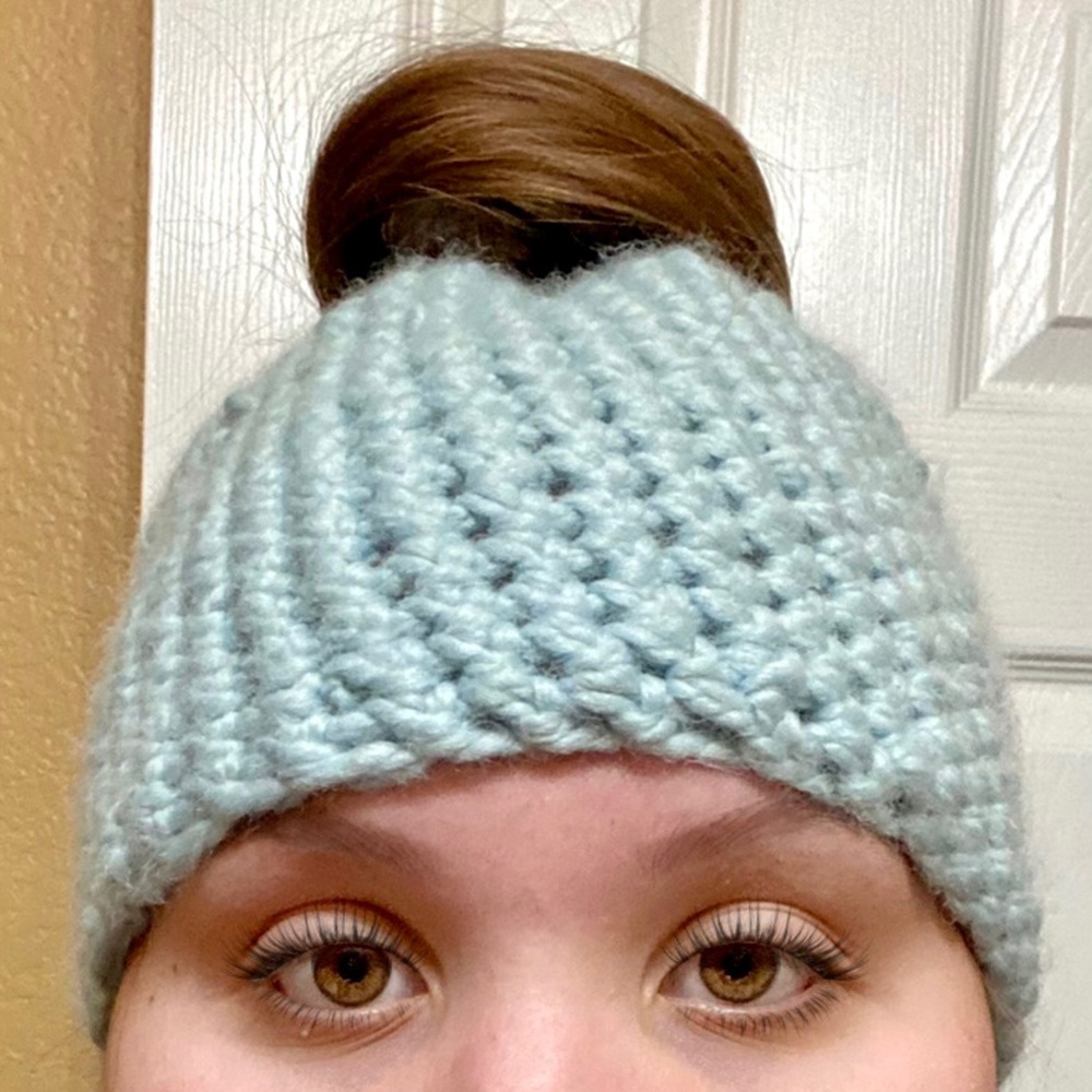 Messy bun beanie